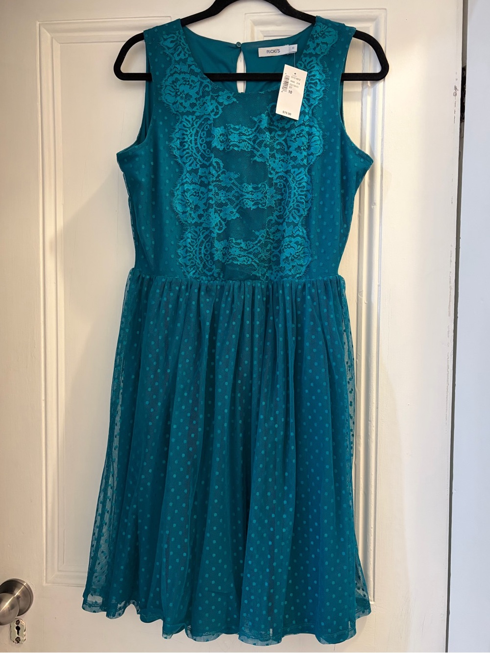 Ricki's Teal Lace & Polka Dot Tulle Party Dress